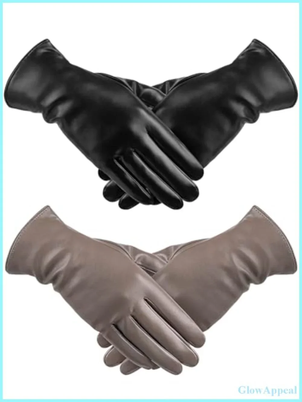 Women's Faux Leather Touchscreen Gloves 2 Pack Warm Wool Lined Winter